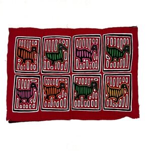 VTG Panama Kuna Nola Folk Art Wall Decor Reverse Appliqué Fowl Bird 13x19 Gift